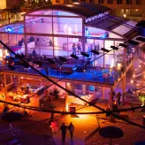 BeachBar Mitte Panorama at night illuminated